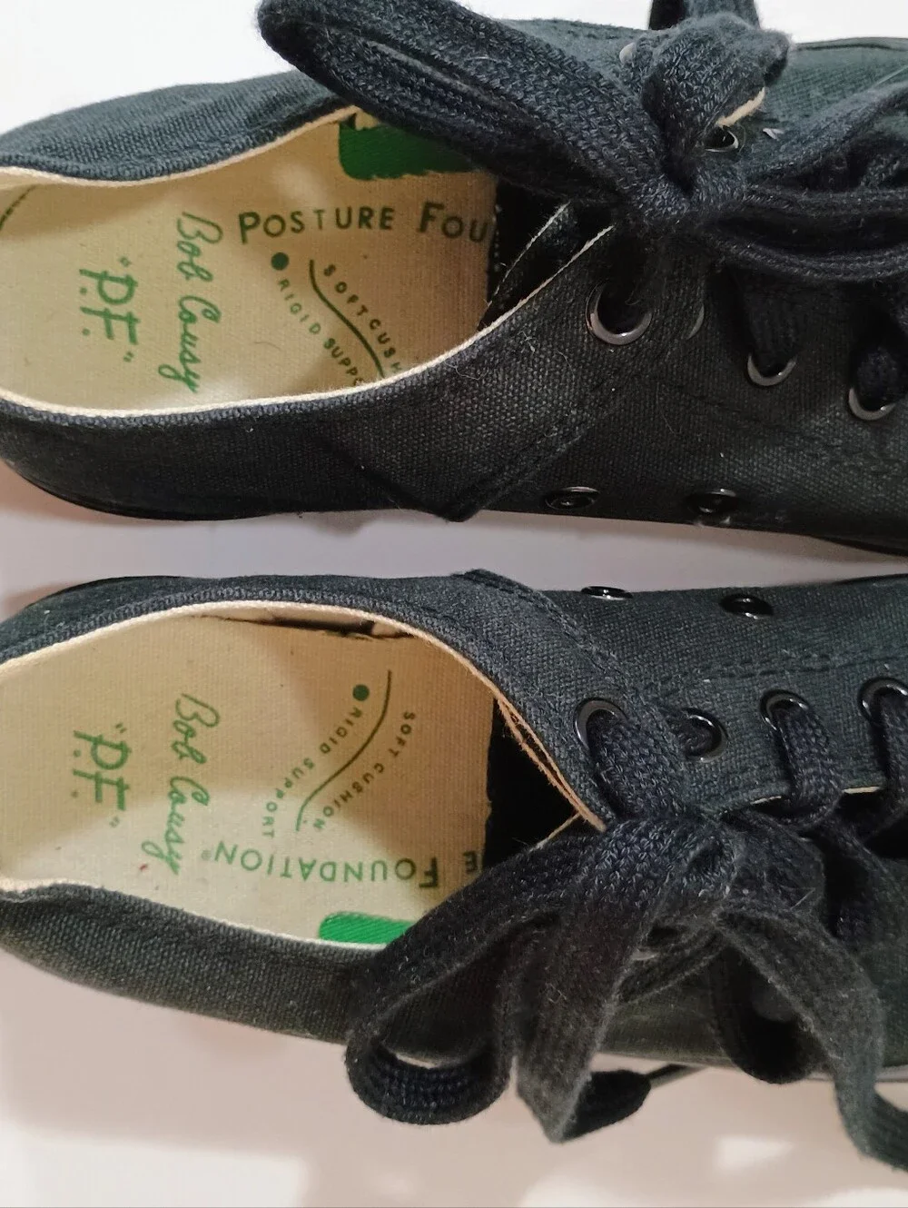 PF Flyers Logo Black Lo Top Canvas Sneakers Bob Cousy Green Label W 8 Men 6.5